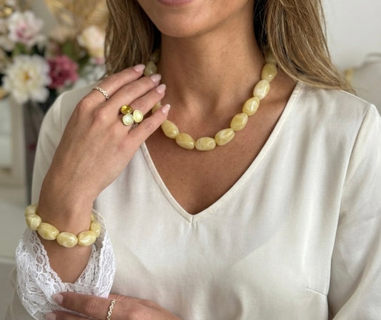 Parure Naya jaune - collier et bracelet