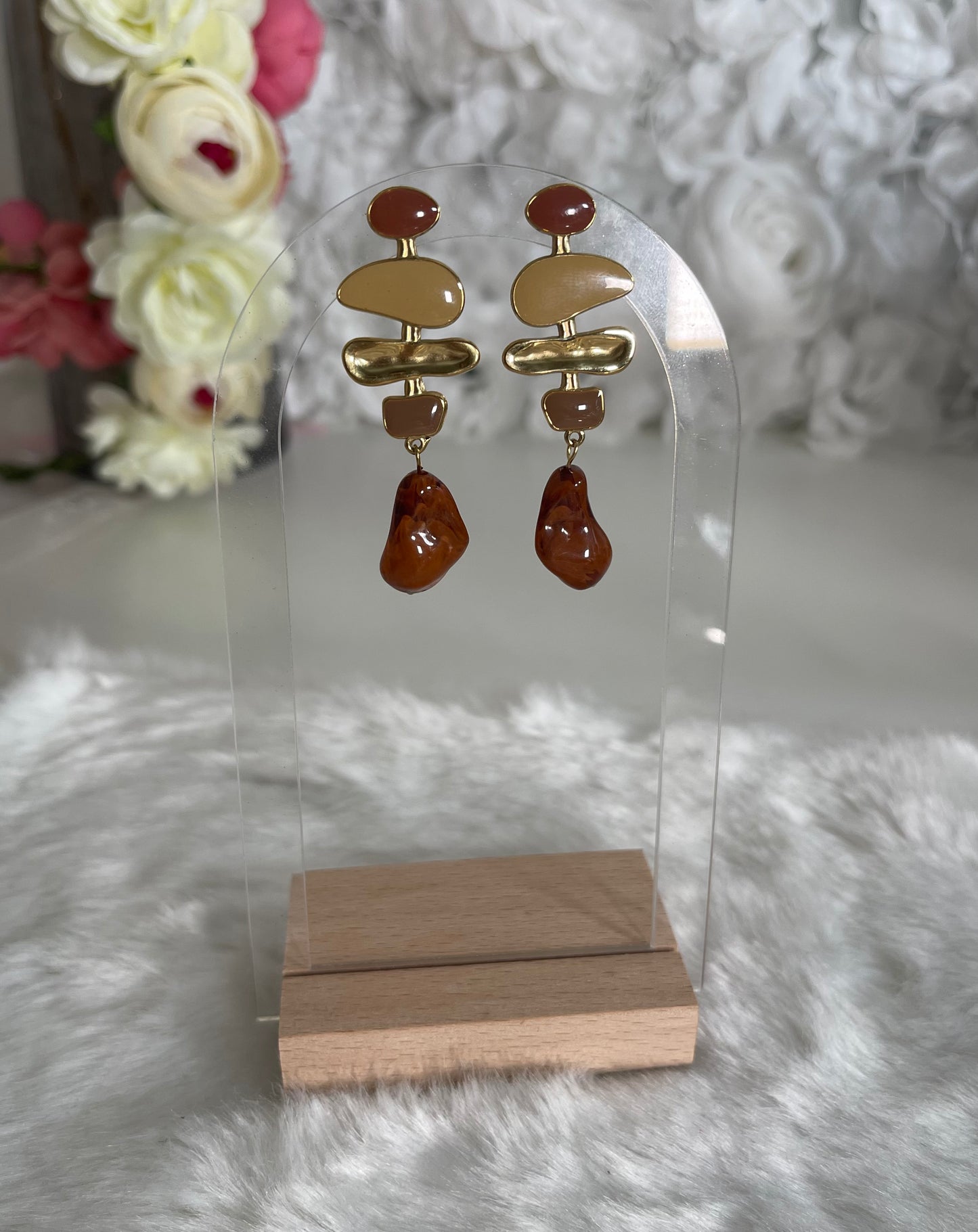 Boucles d'oreilles Marwa marron