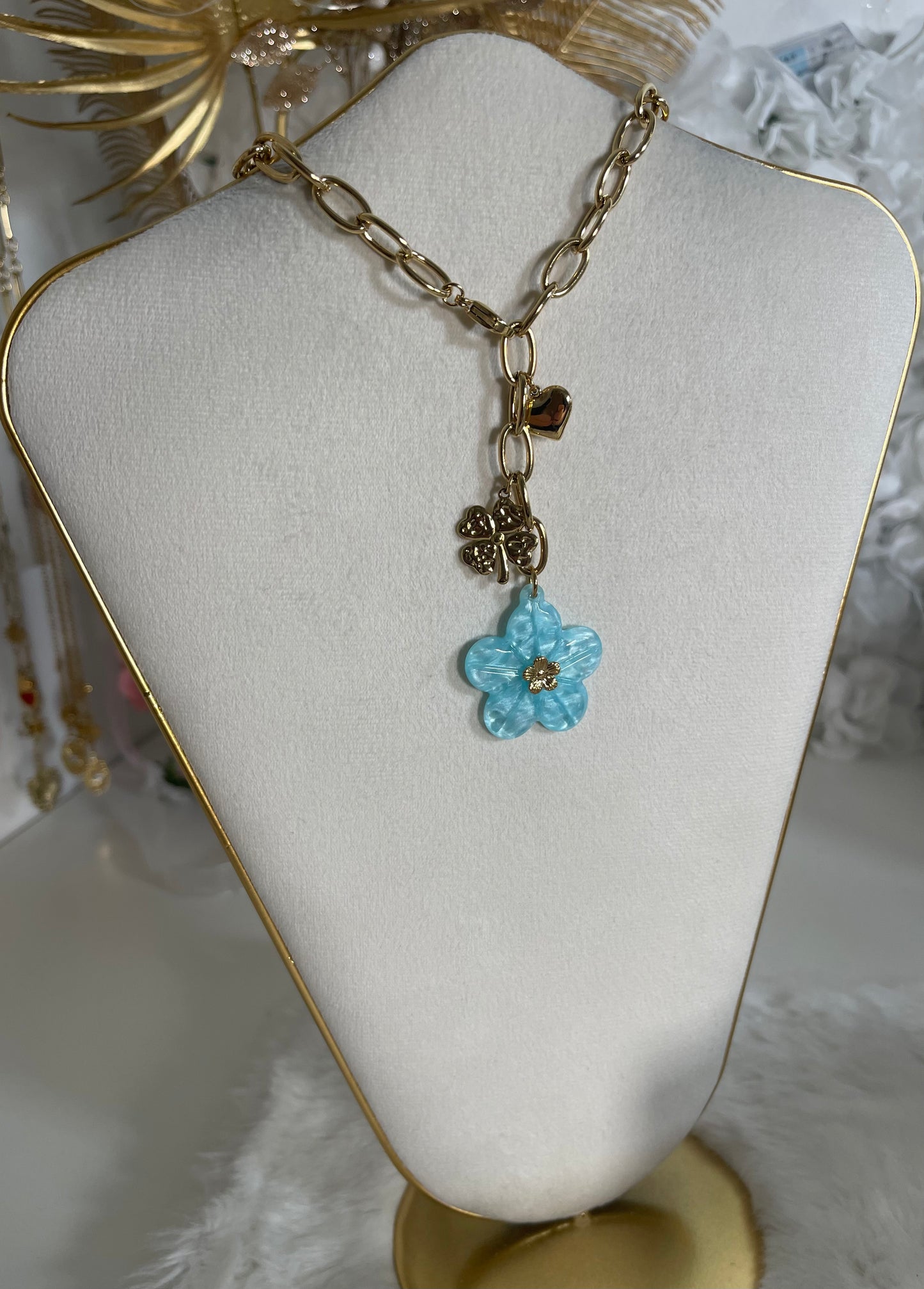 Collier Anémone bleu
