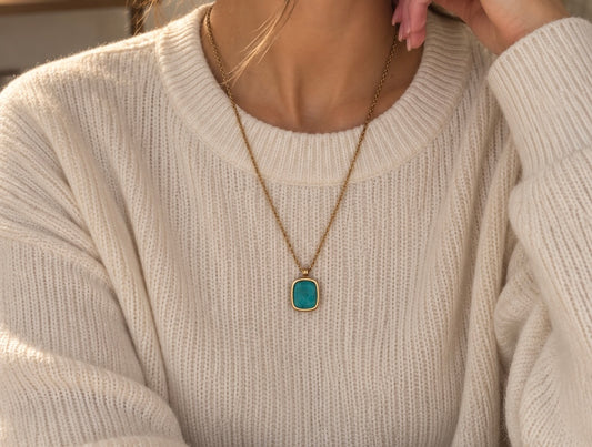 Collier long Nour - Amazonite -