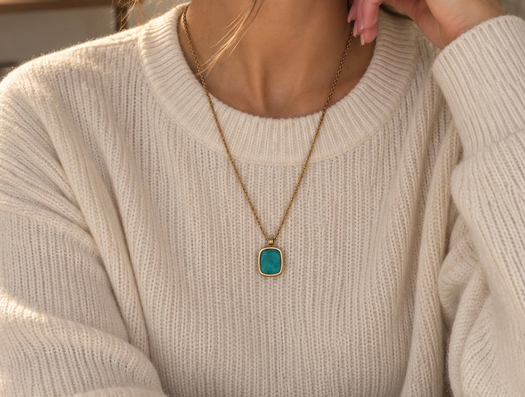 Collier long Nour - Amazonite -