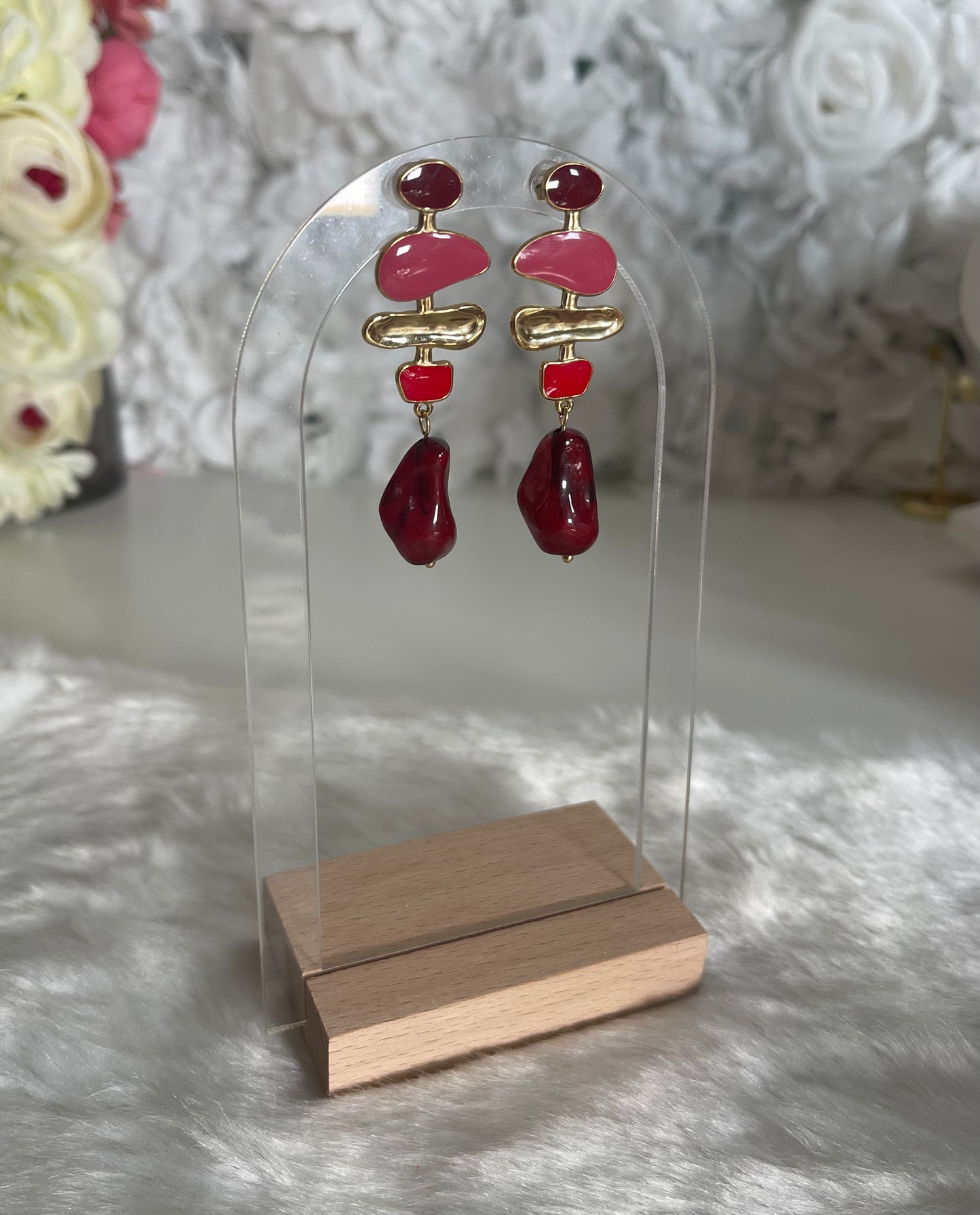 Boucles d'oreilles Marwa bordeaux