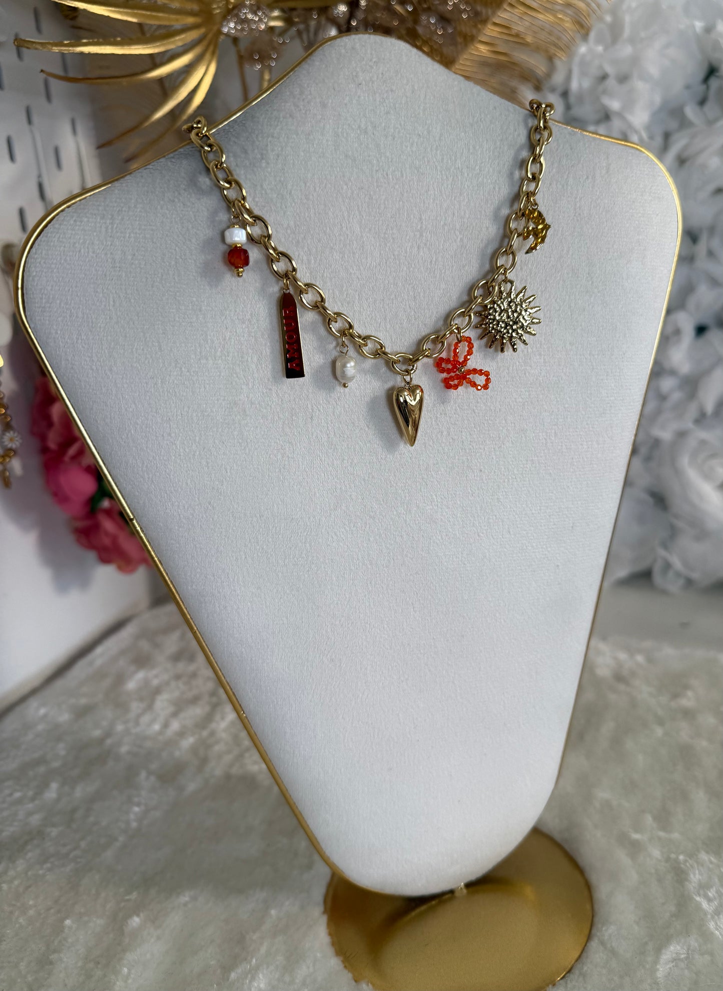 Collier Perline orange