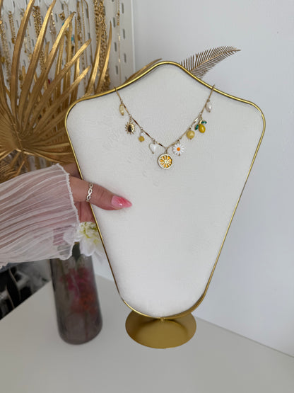 Collier Lemon en acier inoxydable doré. Collier femme qui résiste à l'eau