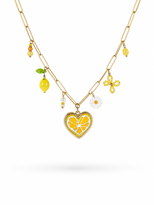 Collier cITRON EN ACIER INOXYDABLE DORÉ, résistant à l'eau. collier femme élégant en acier inoxydable