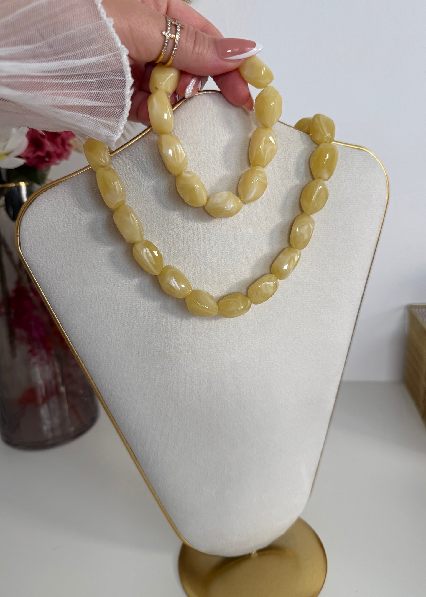Parure Naya jaune - collier et bracelet