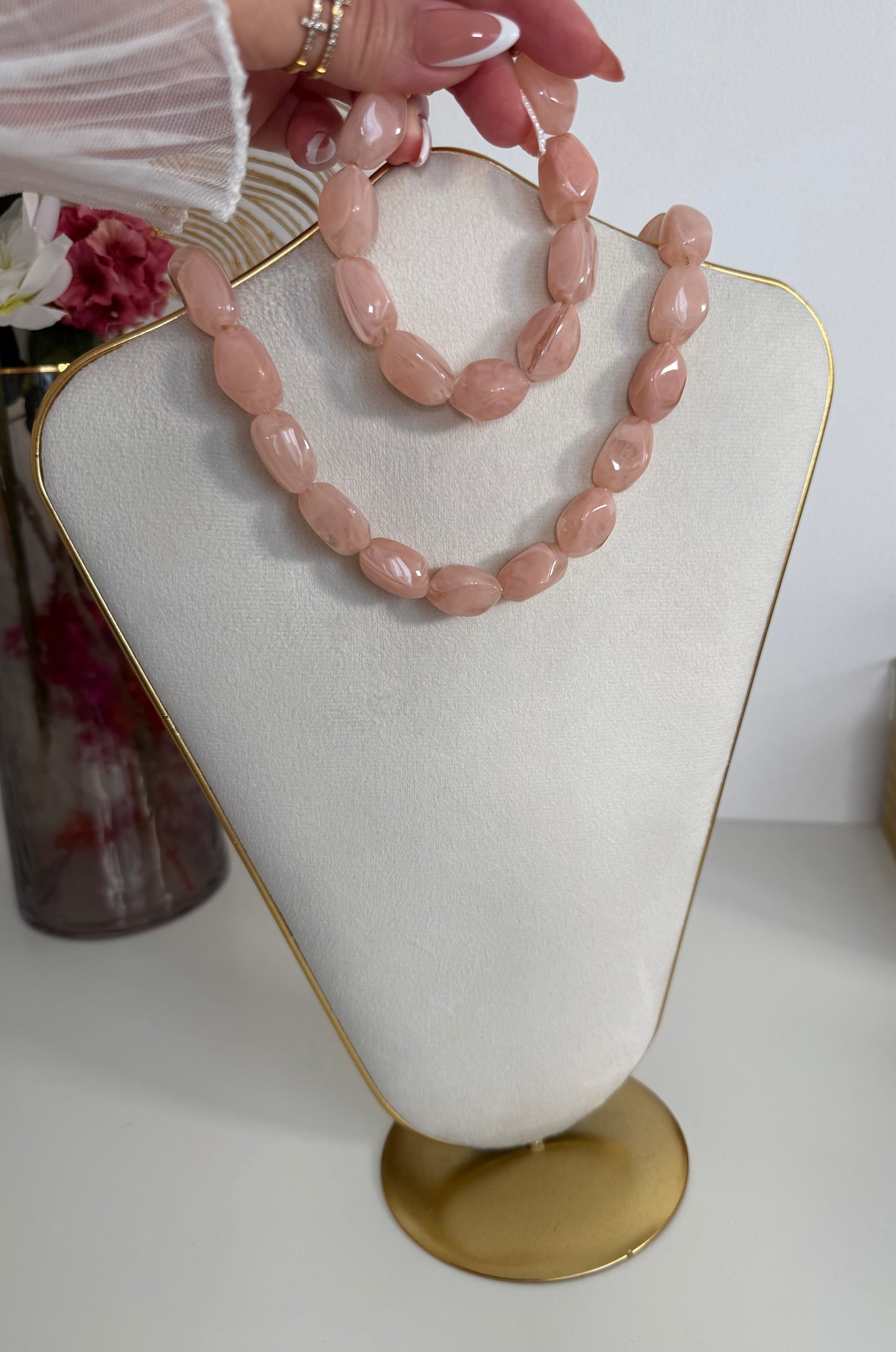 Parure Naya rose clair - collier et bracelet