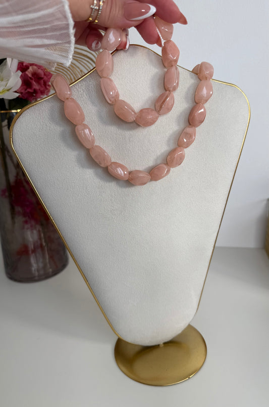 Parure Naya rose clair - collier et bracelet