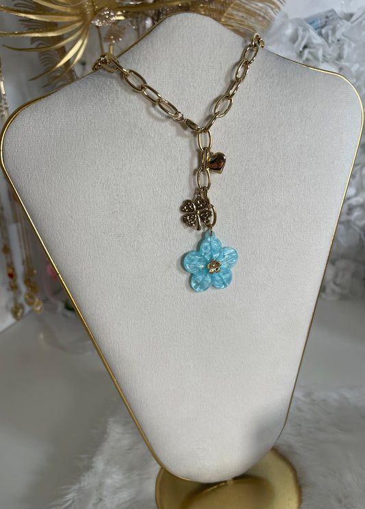Collier Anémone bleu