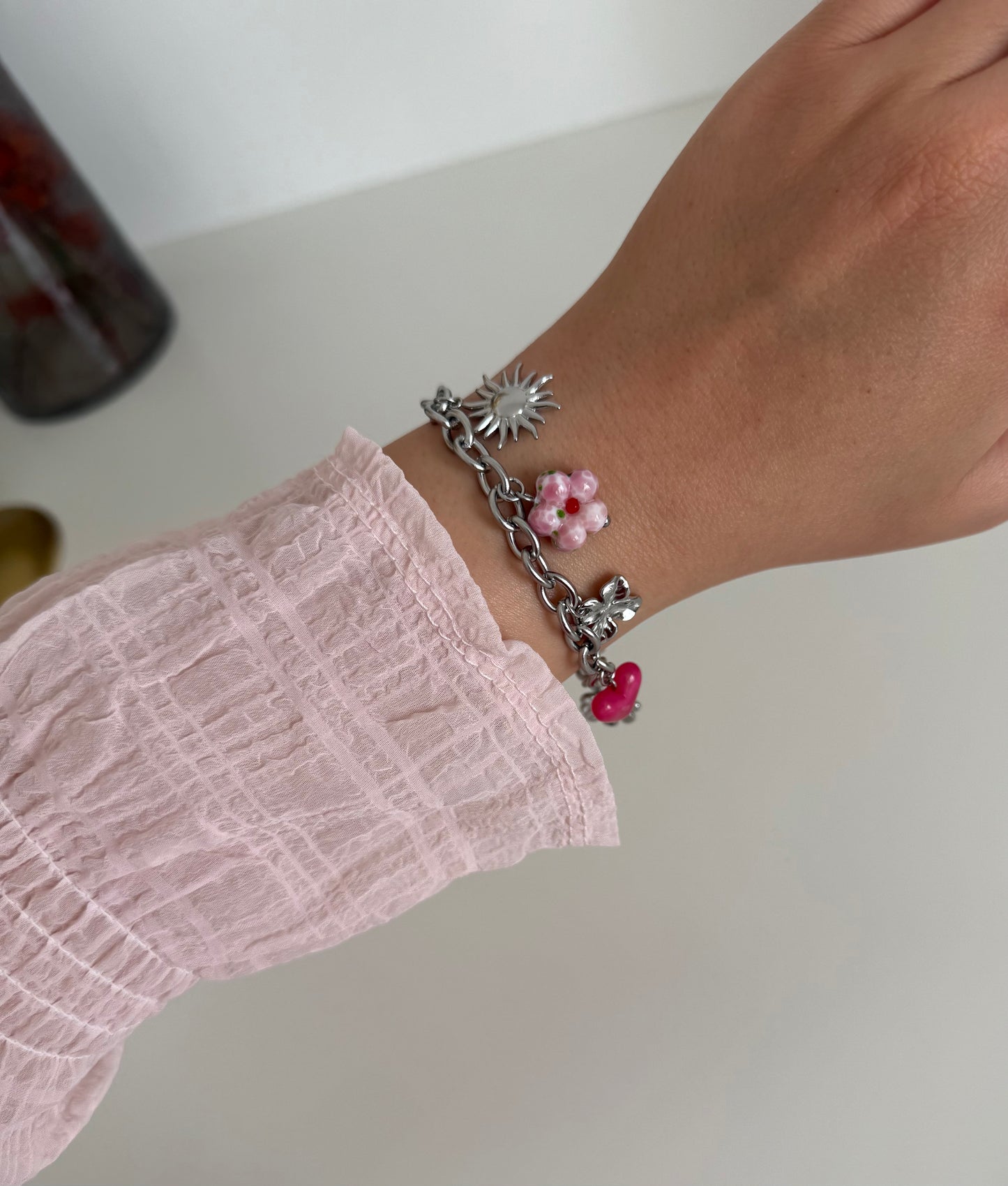 Bracelet Bloom argenté rose