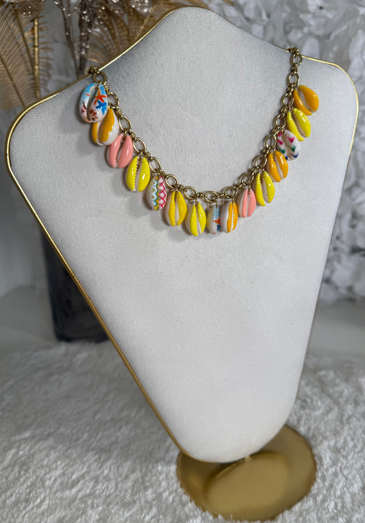 Collier Cauris jaune