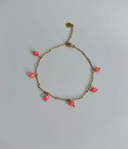 Bracelet de cheville Fleur rose