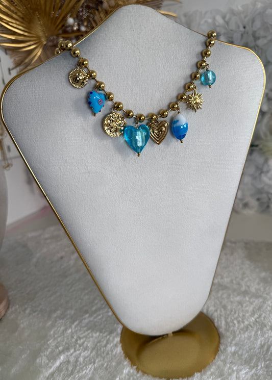 Collier Trinity bleu